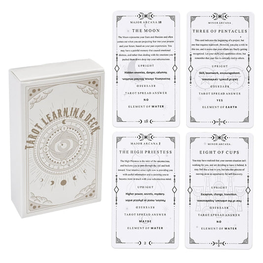 Gincevhy 78 clear text pattern tarot cards for easy beginner learning.