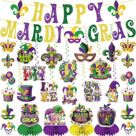GINFTBRZGV happy banner for festive Mardi Gras photo backdrop.