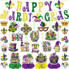 GINFTBRZGV happy banner for festive Mardi Gras photo backdrop.