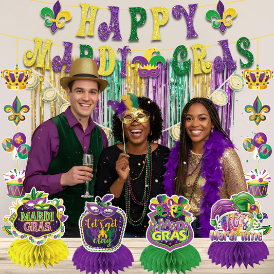 GINFTBRZGV mardi gras banner adds authentic carnival vibe to events.