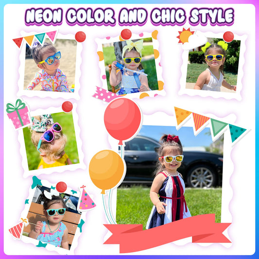 GINMIC UV400 polarized kids shades in neon colors for sunny outdoor days.