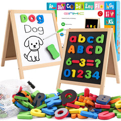 GINMIC magnetic letters board overview shows the full set and learning potential.