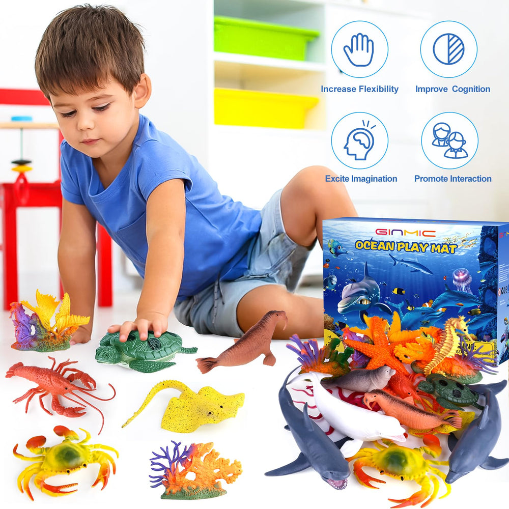 GINMIC Ocean Animals Playset Stingray figure with easy grip for dramatic undersea scenes