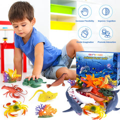 GINMIC Ocean Animals Playset Stingray figure with easy grip for dramatic undersea scenes