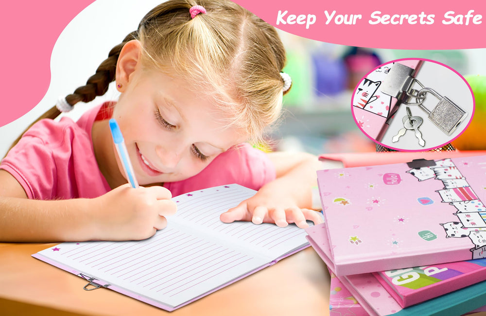 GINMLYDA Cat Diary keys show the secure locking system for kids.