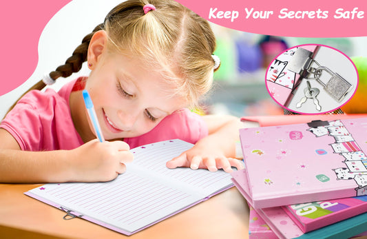 GINMLYDA Cat Diary keys show the secure locking system for kids.