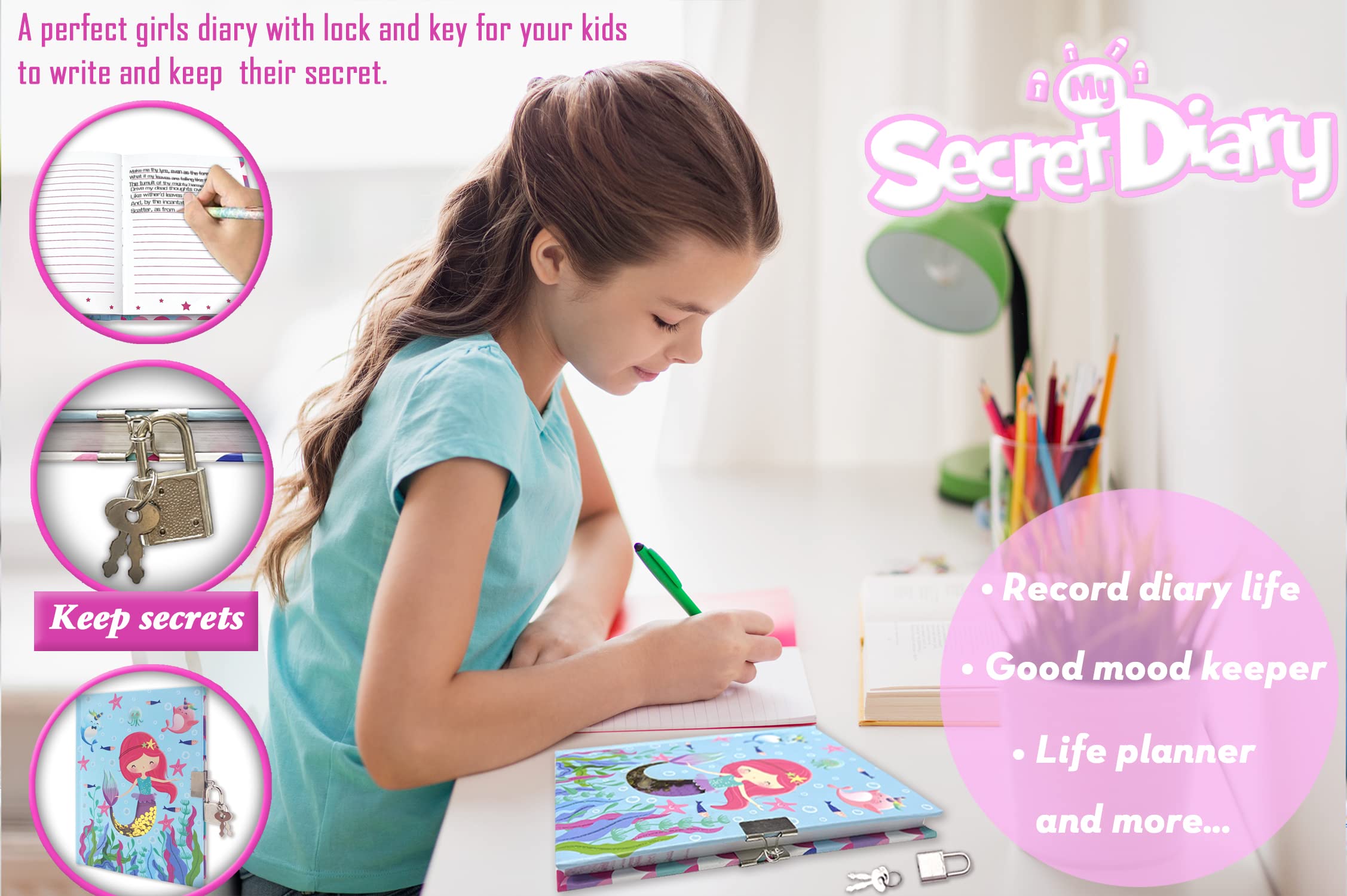 GINMLYDA diary crystal glitter sparkle detail inspires doodling and creative play