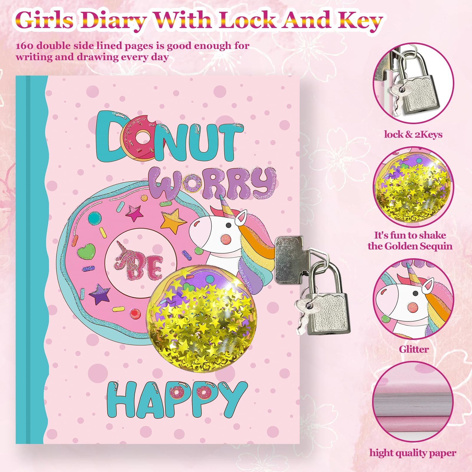 GINMLYDA diary with 160 lined pages for writing and drawing