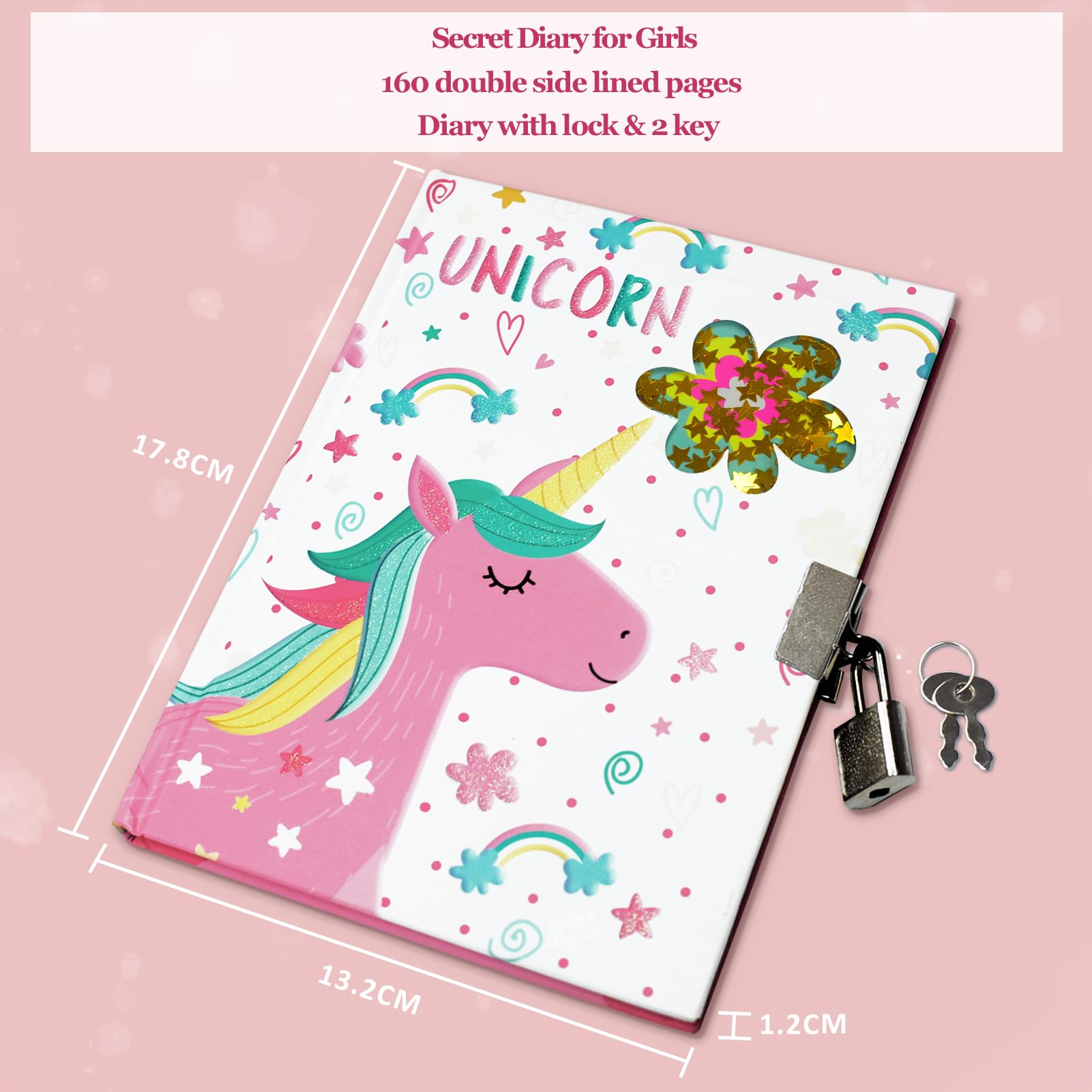 GINMLYDA diary lock and two keys secure private notes and drawings.