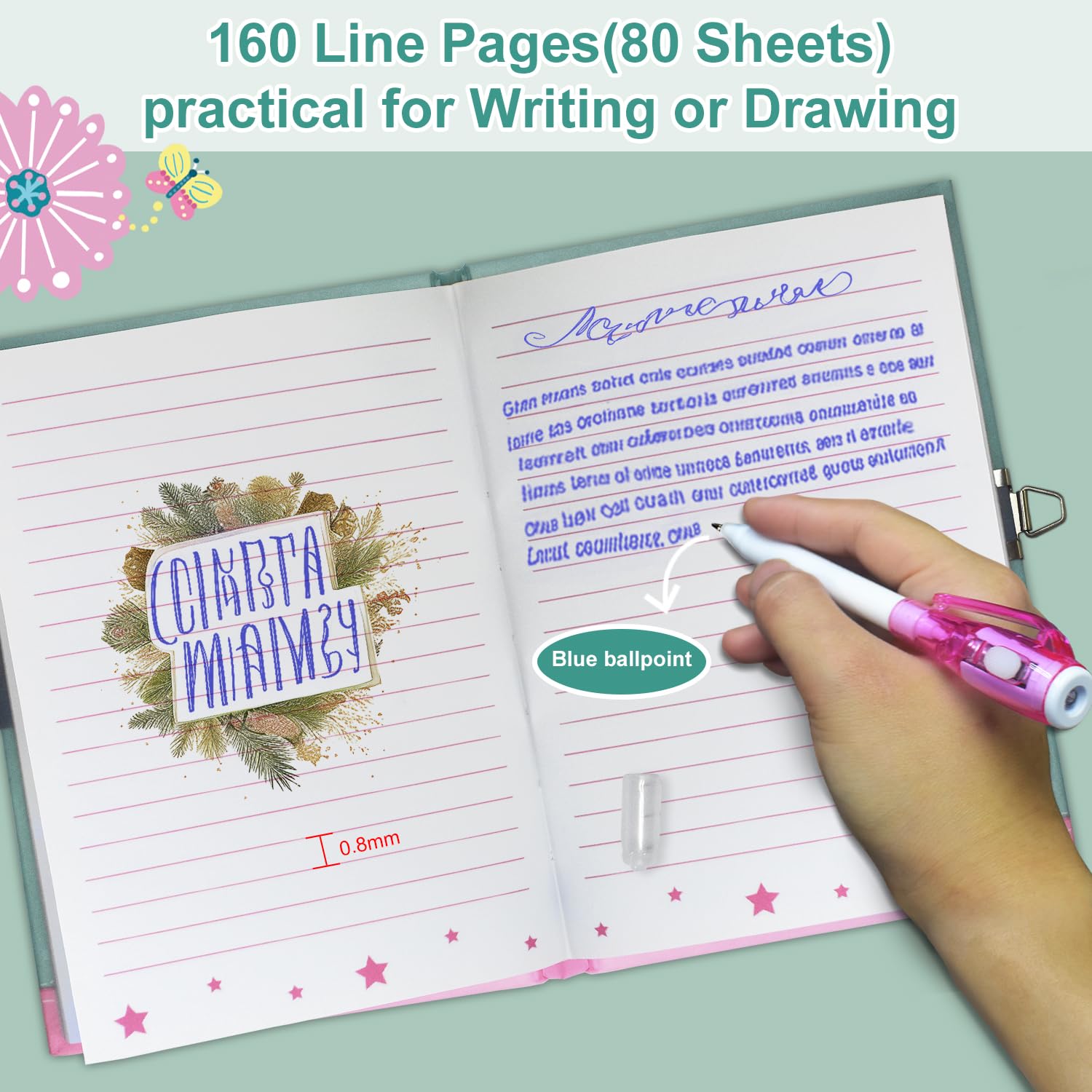 GINMLYDA Diary interior with 160 lined pages