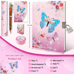GINMLYDA pink butterfly hardcover notebook ideal for school notes.