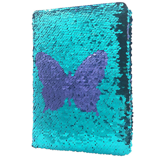 GINMLYDA sequin girls journal with butterfly flip cover for easy doodling and writing