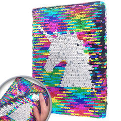 GINMLYDA sequin journal cover with unicorn sequins that reverse color for creativity.