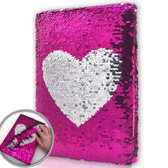 GINMLYDA sequin journal cover with a heart pattern, ideal for imaginative writing