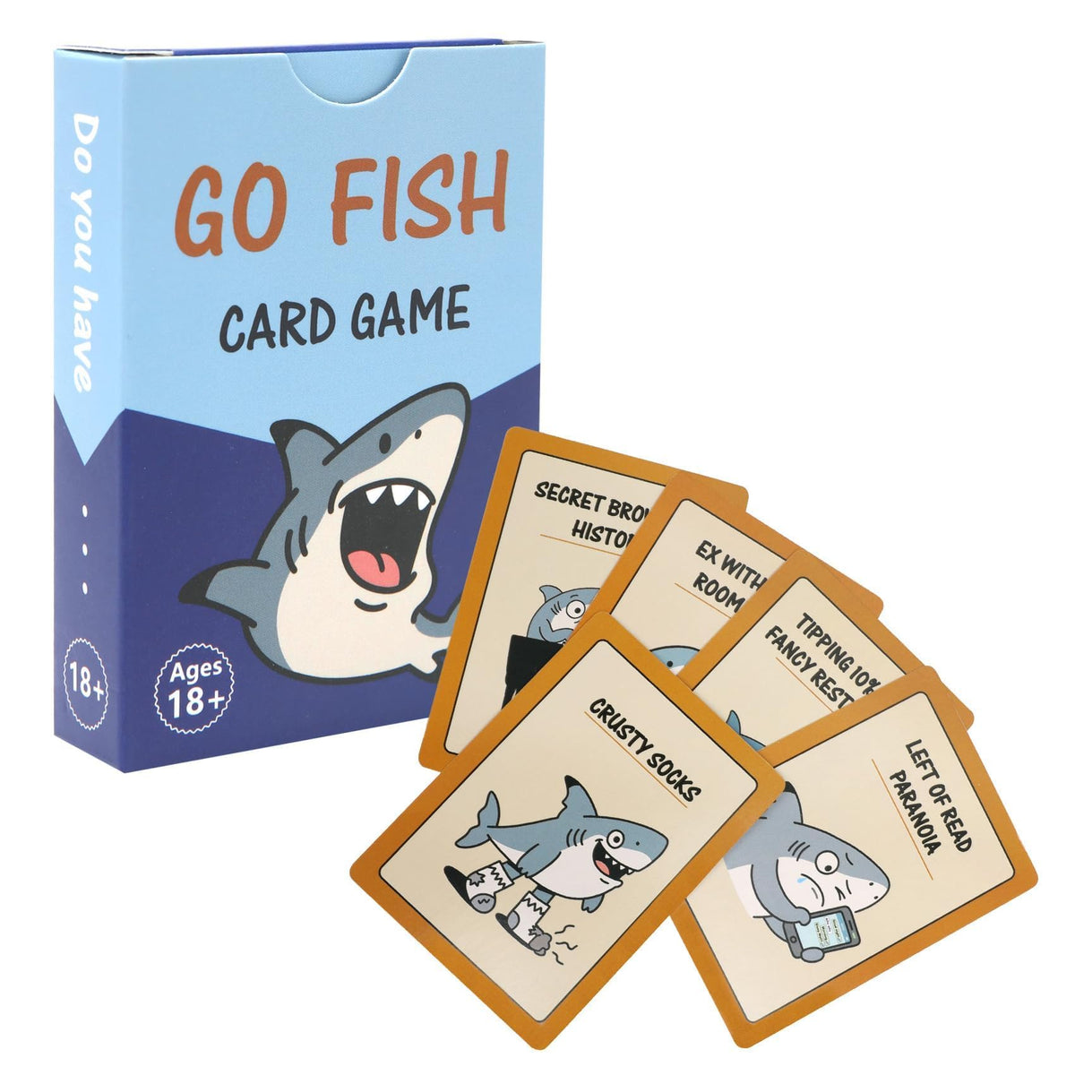 GIOREFAY Go Fish card game front cover, ideal for adult party nights.