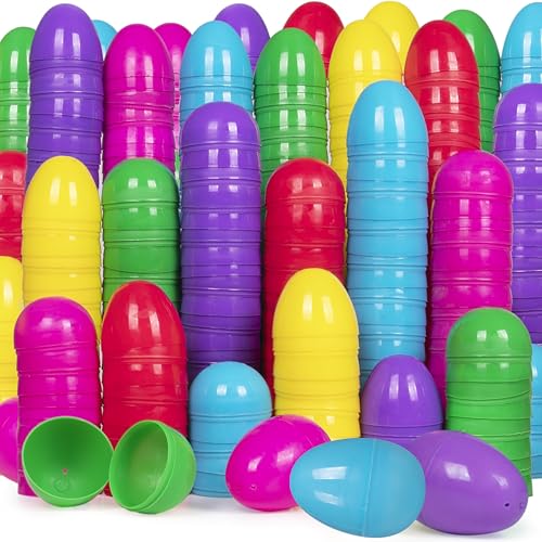 Giraffe Manufacturing hinged fillable eggs in bright colors for quick filling