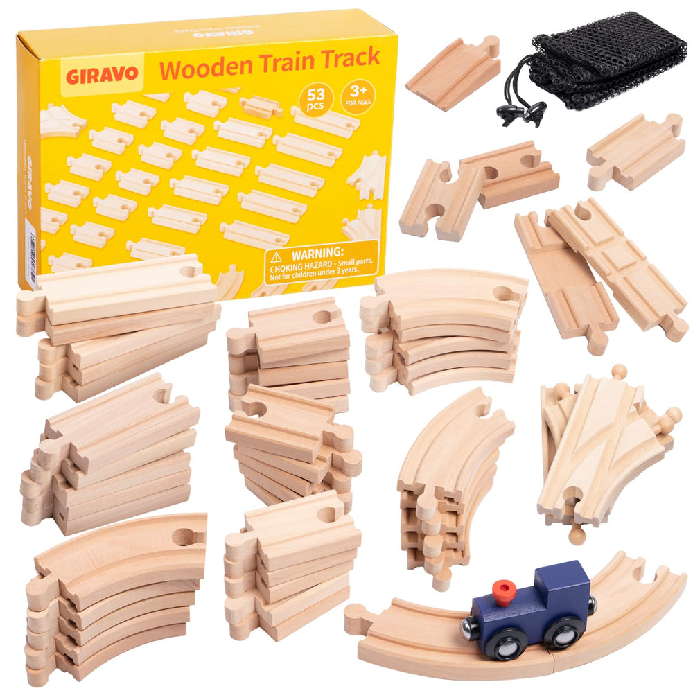 GIRAVO wooden train track set 53pcs ready for imaginative play.