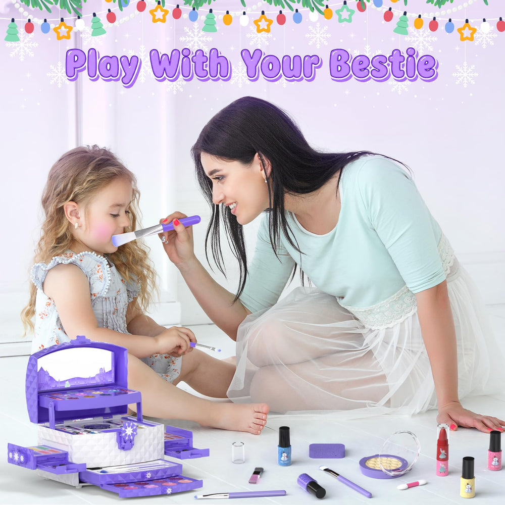 GirlsHome Kids Makeup Set snowflake button adds festive charm