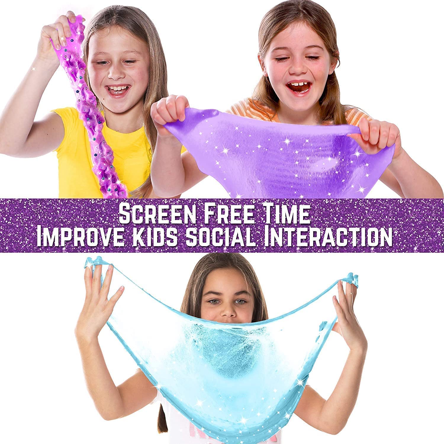 Airtight containers keep slime fresh for future play sessions.