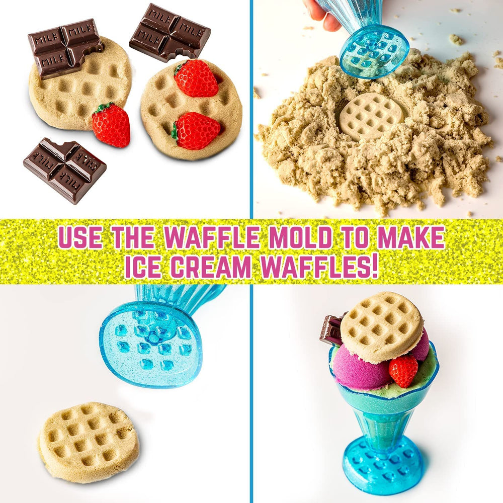 Magnetic sand and tools enable imaginative pretend ice cream creations