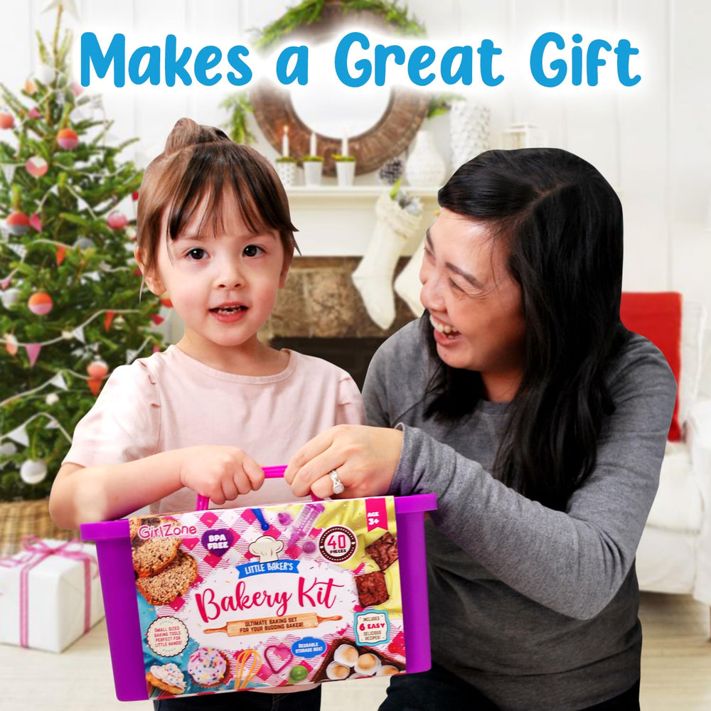 GirlZone Kids Baking Set 40-piece box helps keep tools organized for easy cleanup.