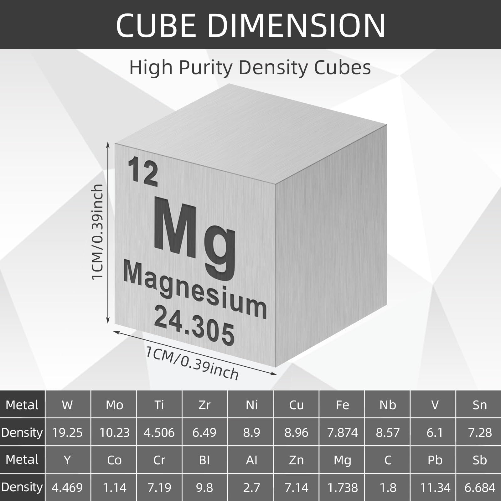 Gisafai aluminum cube 0-39in lightweight display with tactile learning.