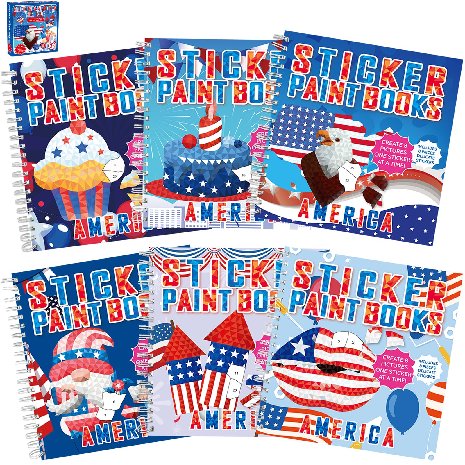 gisgfim 6pcs patriotic sticker book cover shows bold designs for creative kids' craft time