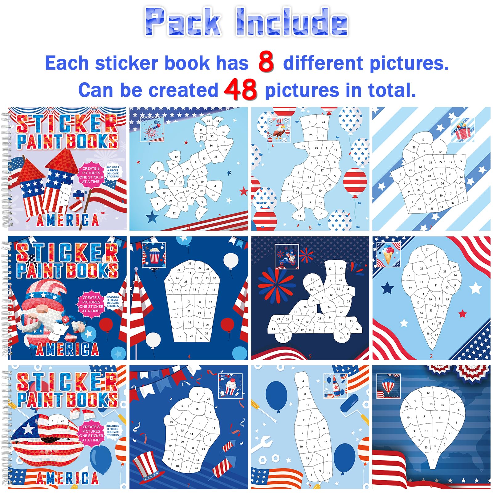 gisgfim american flag sticker by number illustrations offer engaging step-by-step color-by-count fun