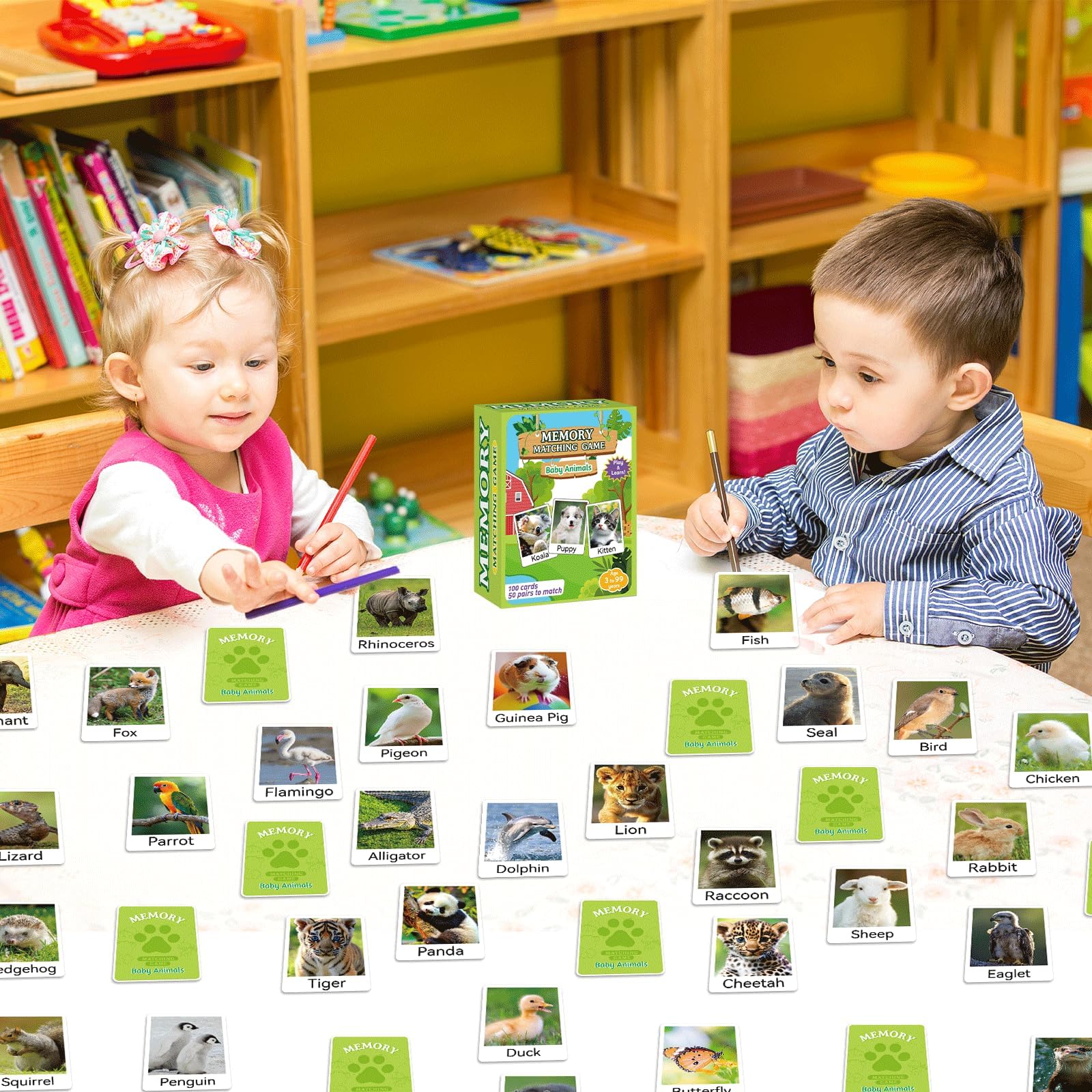 gisgfim baby animal memory cards feature a panda for calm, engaging matching sessions.