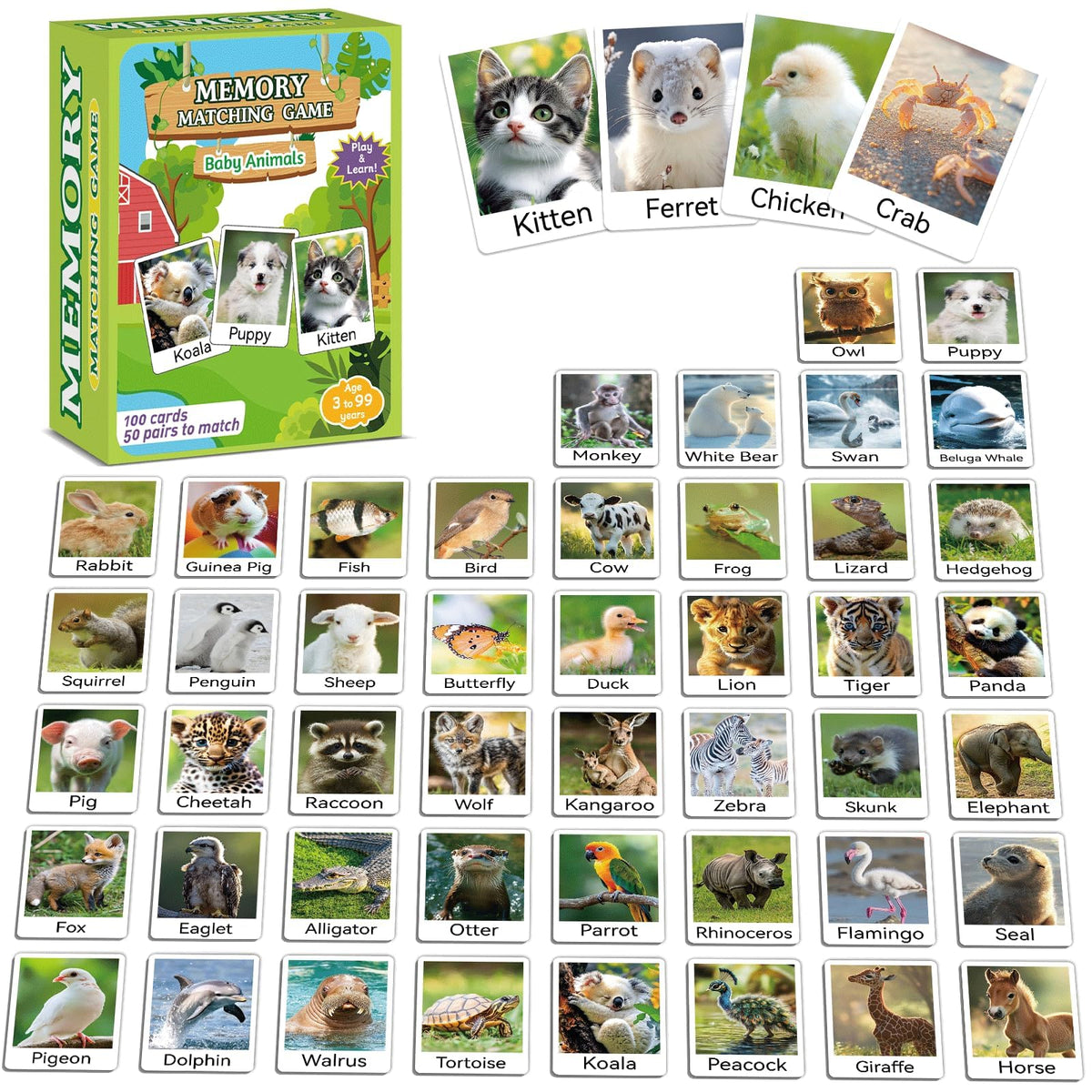 gisgfim baby animal memory cards featuring a puppy for fun matching and memory skills.