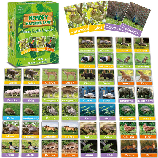 gisgfim bilingual animal memory cards with vivid animals for language learning