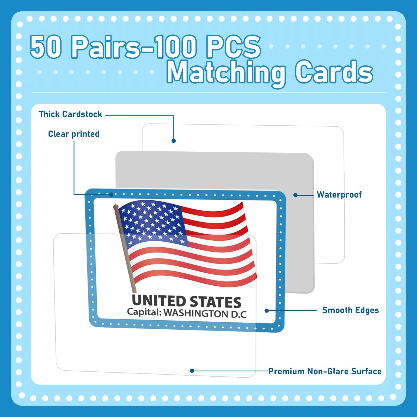Cards measure 6 by 8 cm for small hands