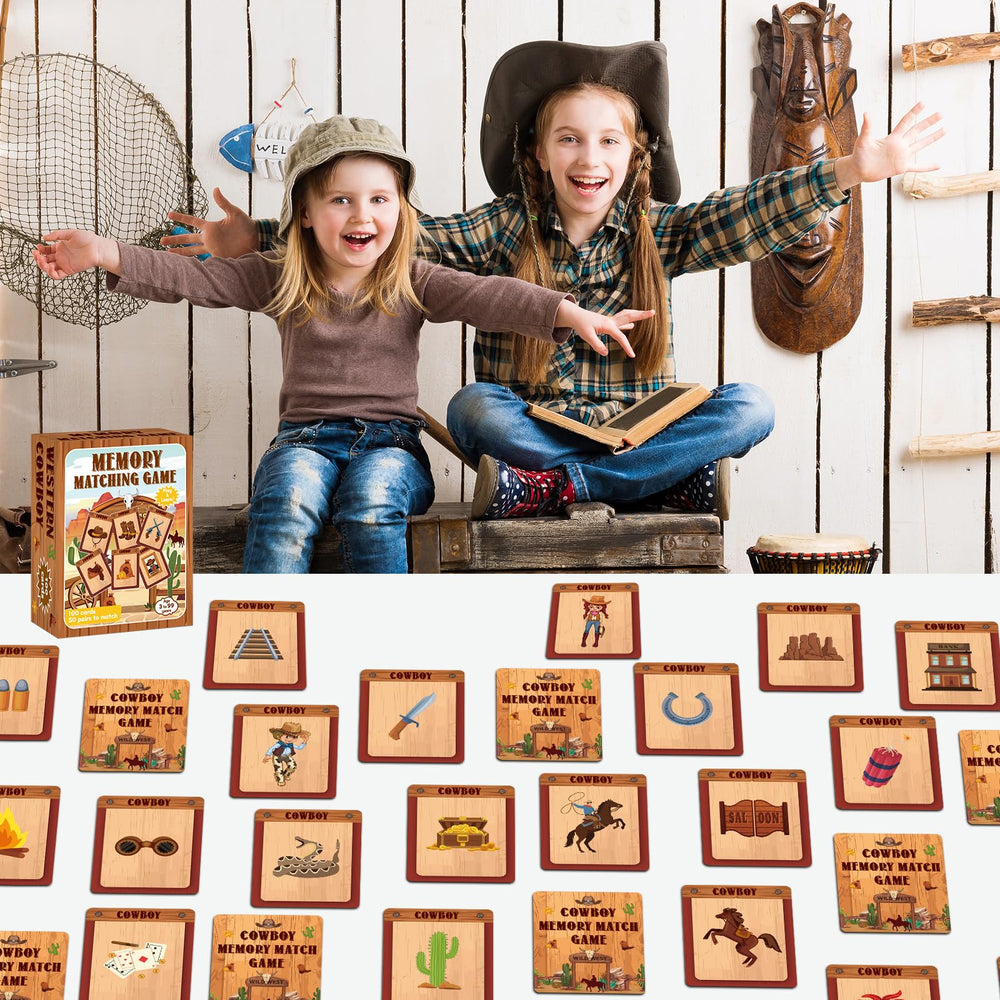 gisgfim cowboy memory cards pipe illustration encourages recognition skills in a playful setting