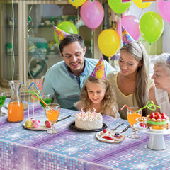 gisgfim disco party decor, coordinates with banners and cutouts for cohesive setup.