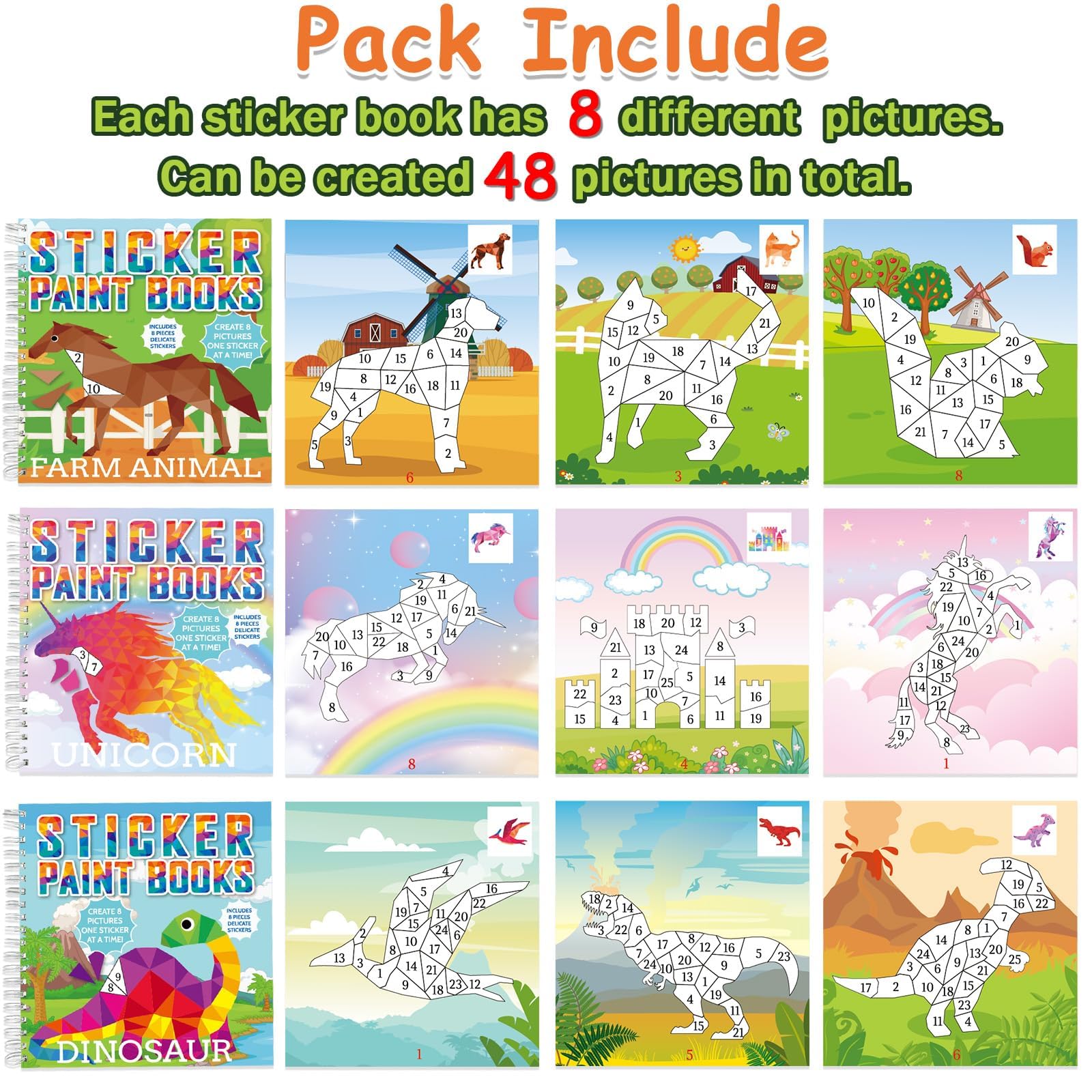 gisgfim farm animals sticker book sparks creativity with playful number-guided stickers.