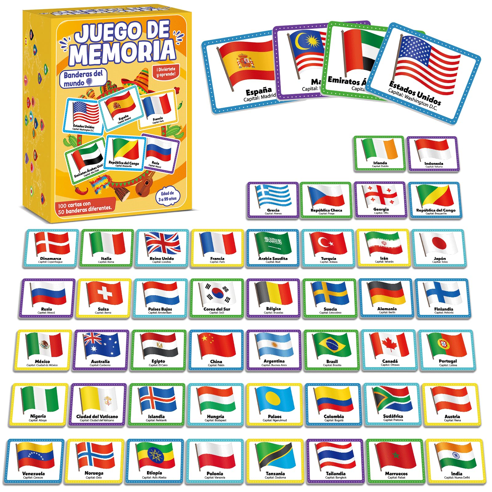 gisgfim Flags of the World memory cards spread, vibrant learning tool for flag recognition.