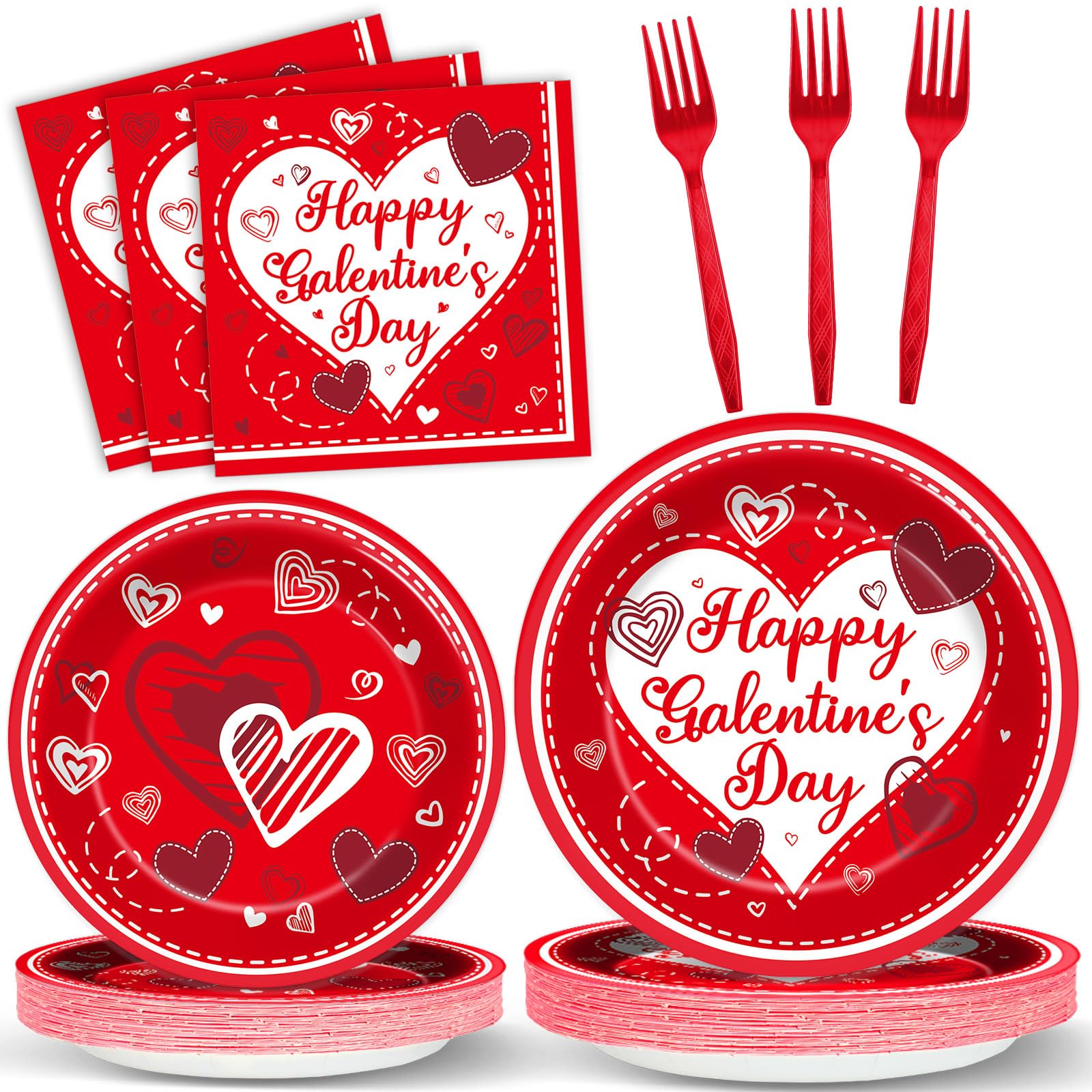 gisgfim Galentines Day dinner plates showcase bold red hearts for festive table decor