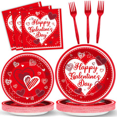 gisgfim Galentines Day dinner plates showcase bold red hearts for festive table decor