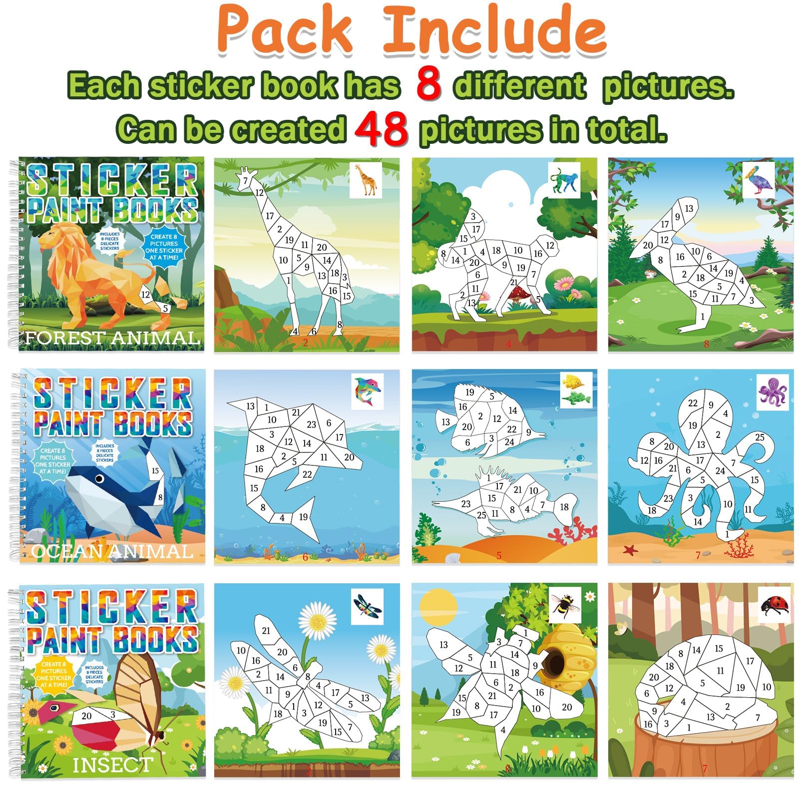 gisgfim marine animals sticker book promotes concentration while completing ocean-themed scenes.