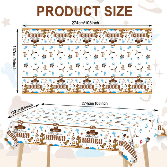 gisgfim Rodeo tablecloth on a table with 108x54 coverage.