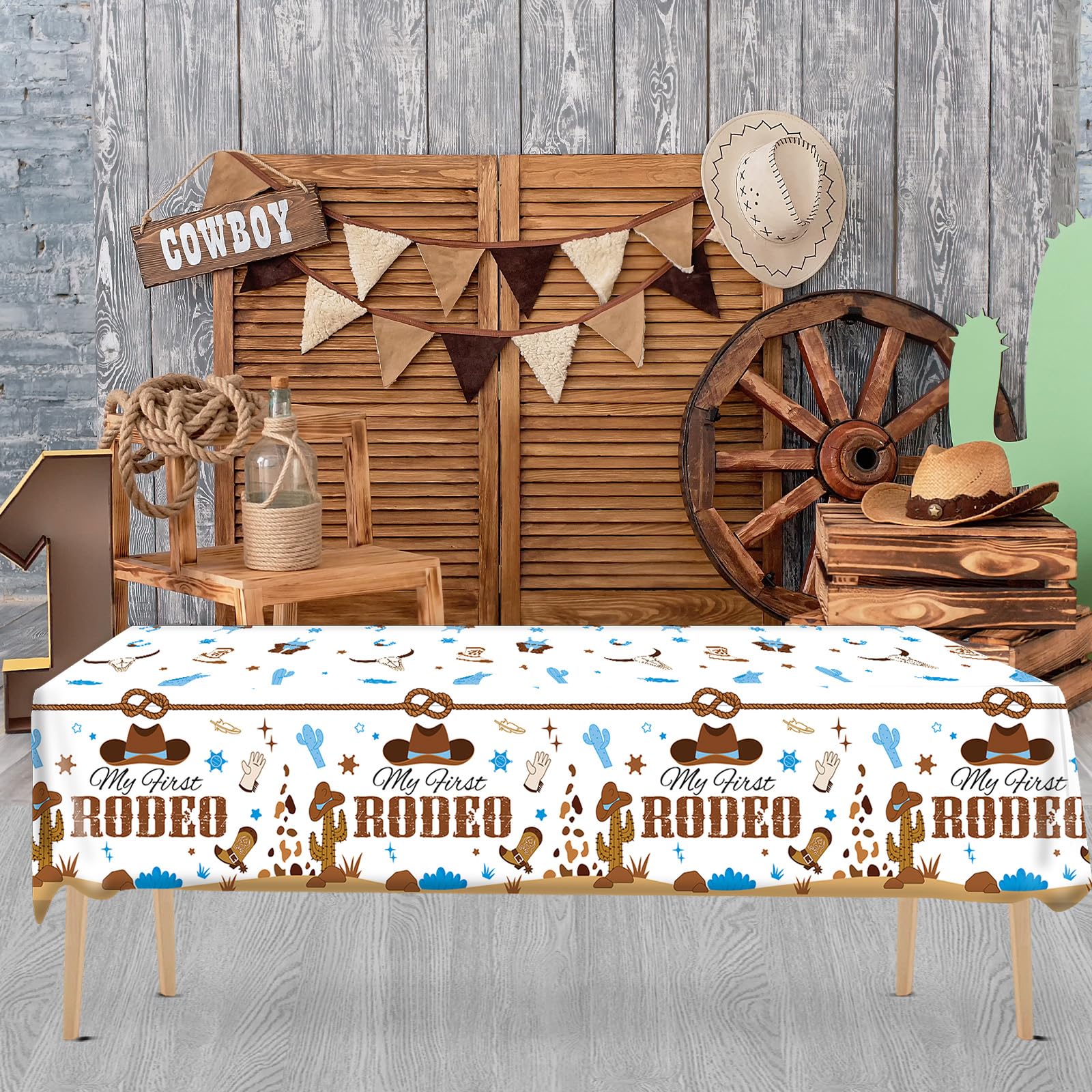 gisgfim Rodeo tablecloth used as a banner to boost decor.