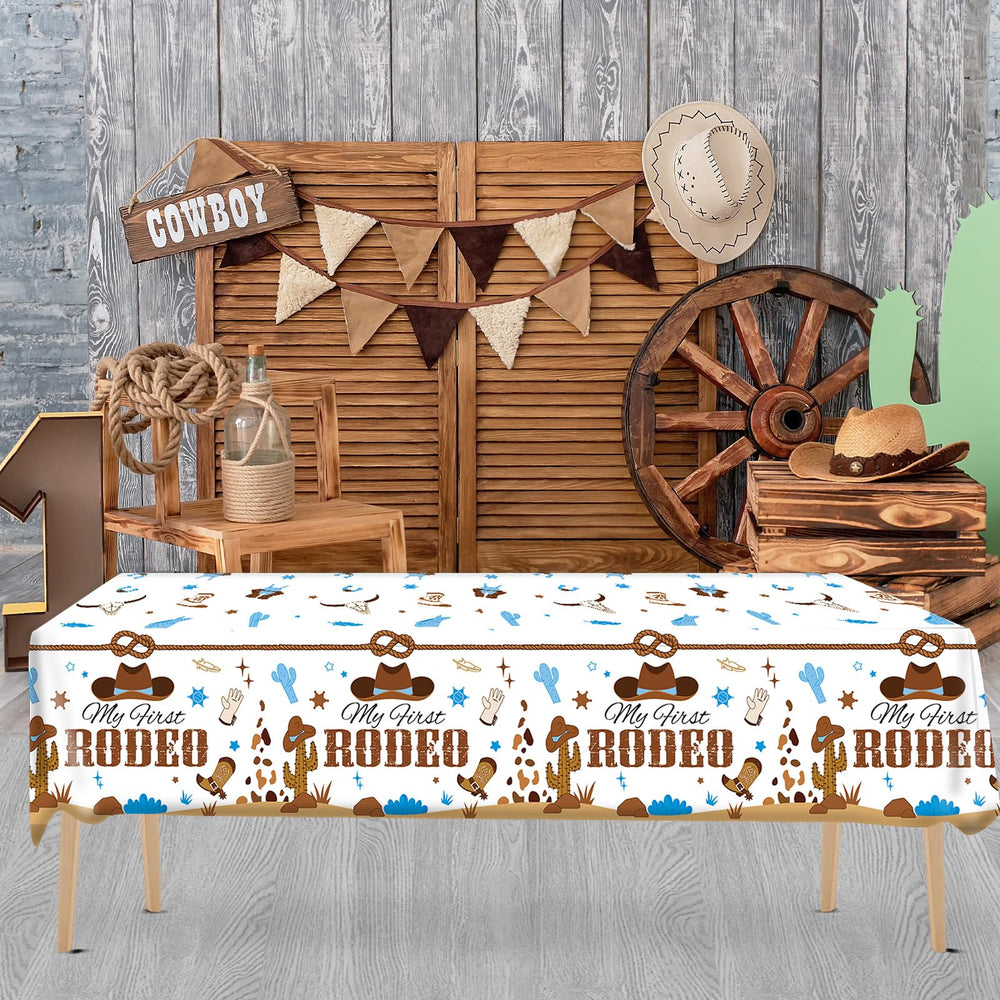 gisgfim Rodeo tablecloth used as a banner to boost decor.
