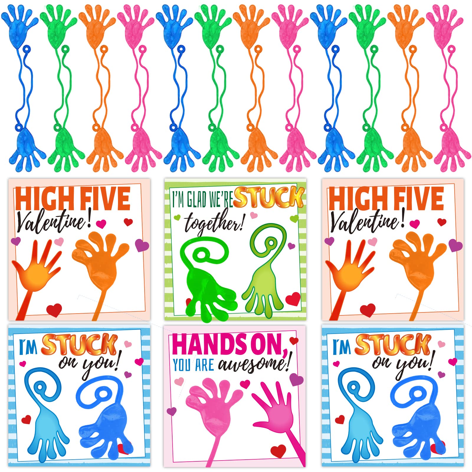 gisgfim valentine card with sticky-slappy-hands for classroom gift exchanges