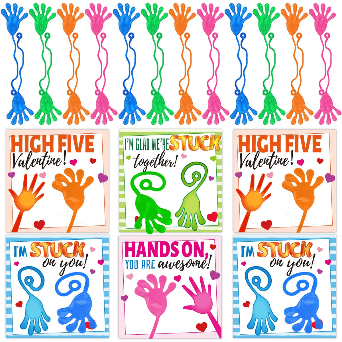 gisgfim valentine card with sticky-slappy-hands for classroom gift exchanges