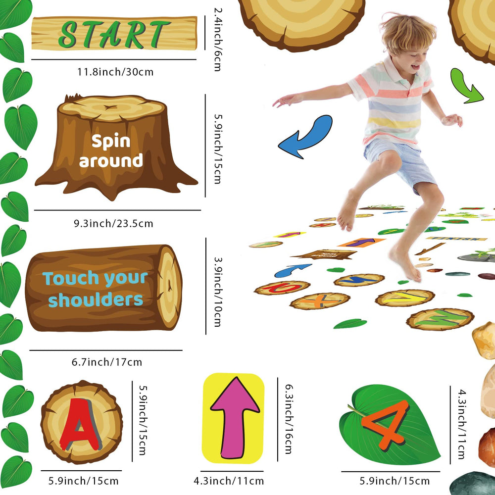 gisgfim wooden logs hopscotch decals aid motor skill development during playtime