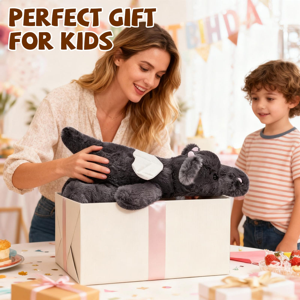 Gisqis black dragon plush makes a heartwarming birthday or holiday gift.