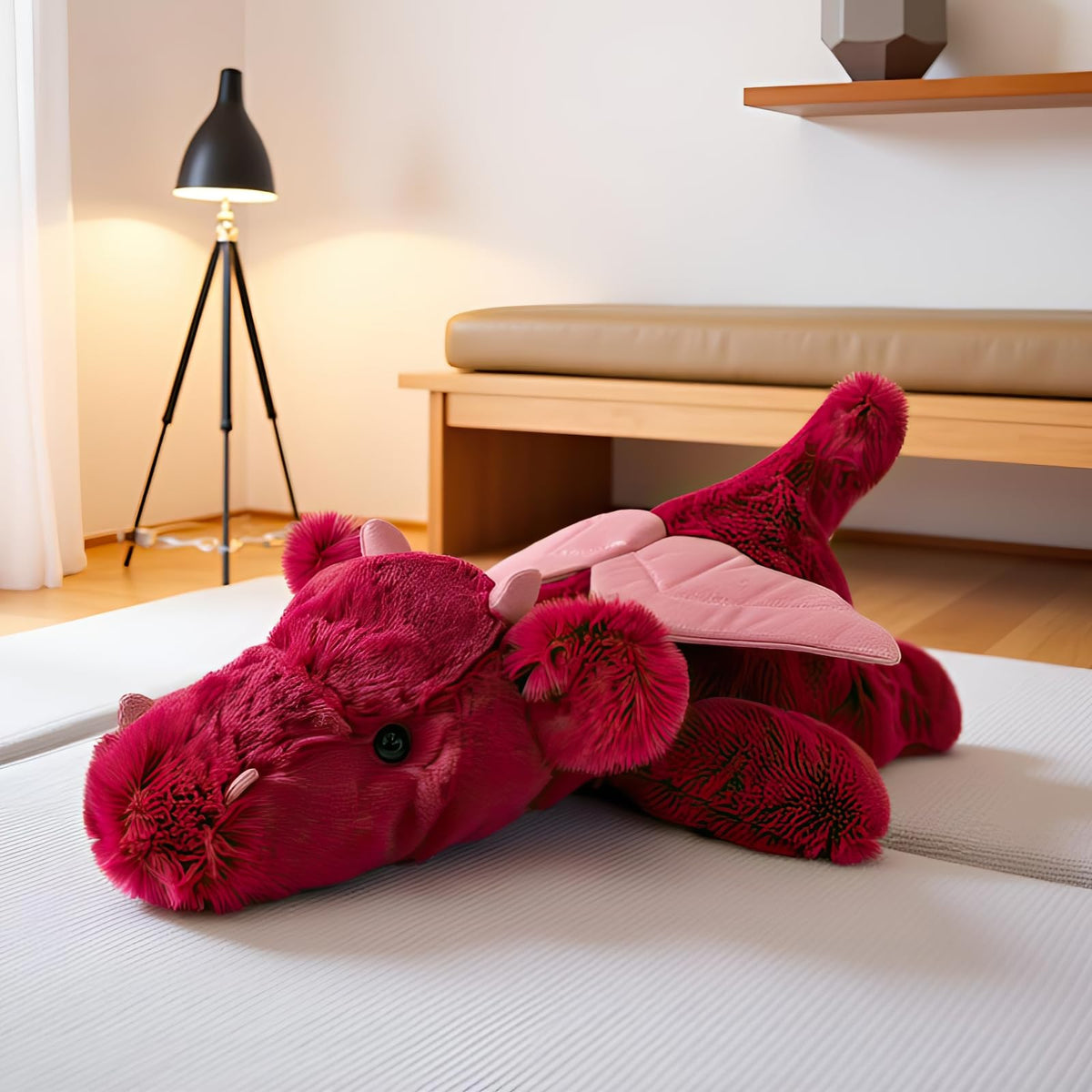 Gisqis giant red dragon plush 23.6 inches for cozy hugs and room decor.