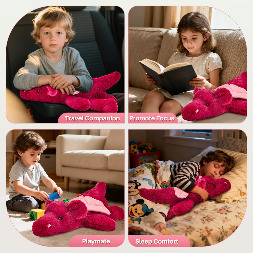 Gisqis sensory weighted dragon plush offers soothing touch for relaxation.