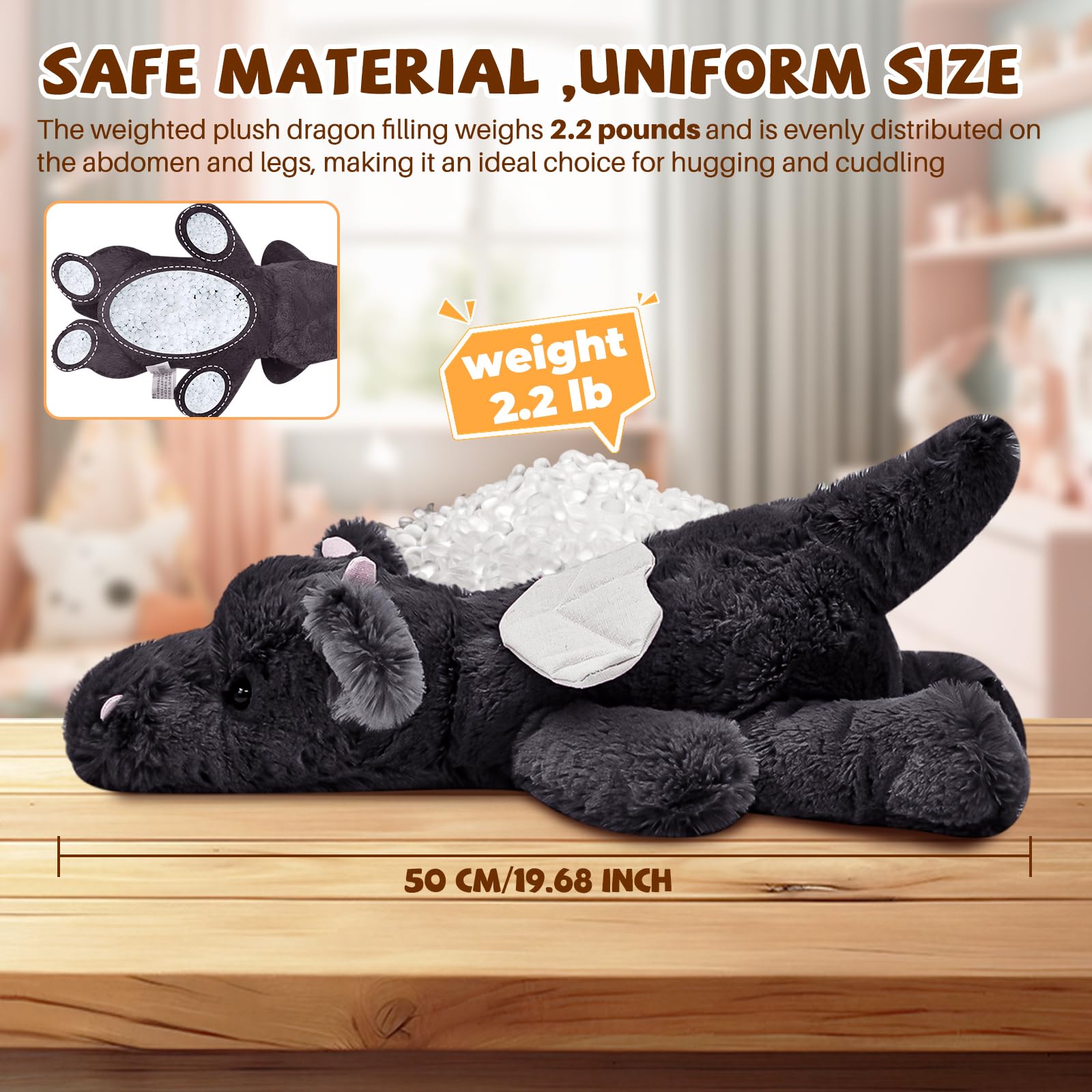 Gisqis soft black dragon plush for dorm and desk decor