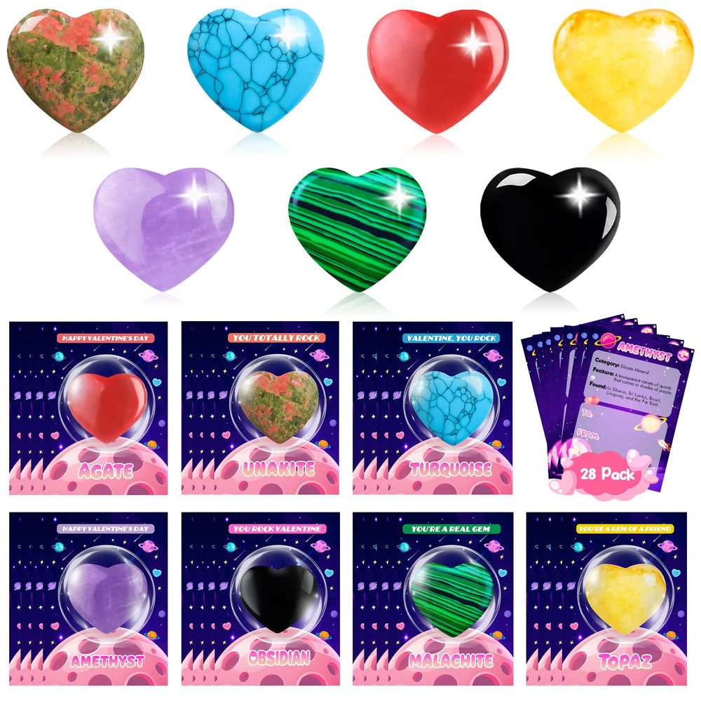 Givurao heart gemstone collection closeup, ideal for classroom Valentine gifts.